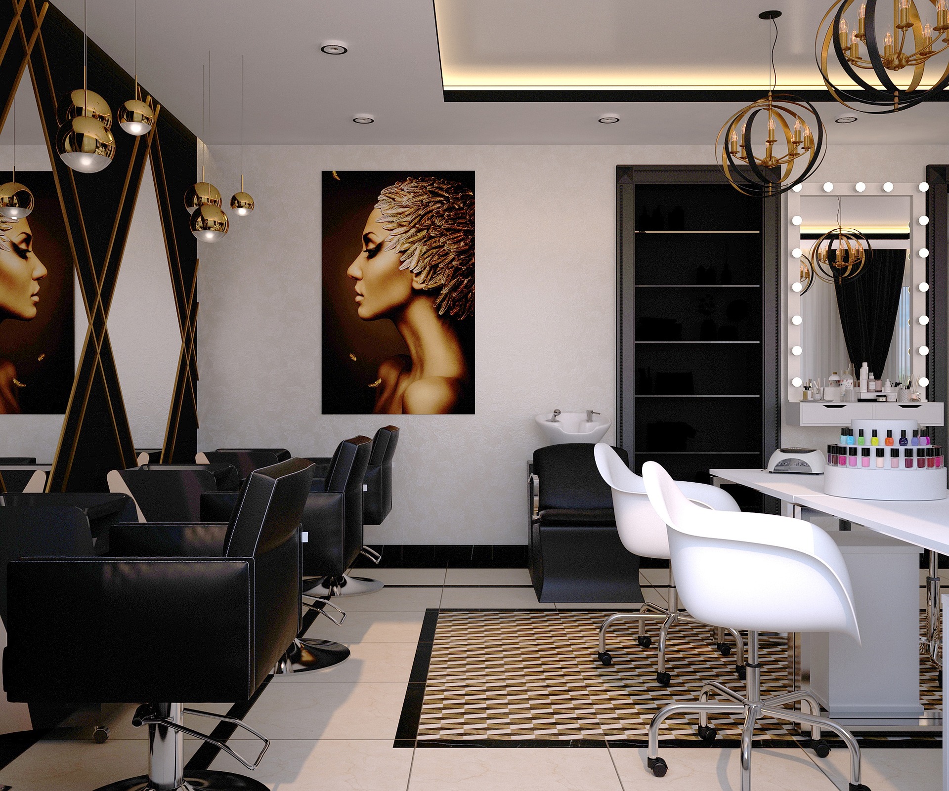 Interior del salón de belleza